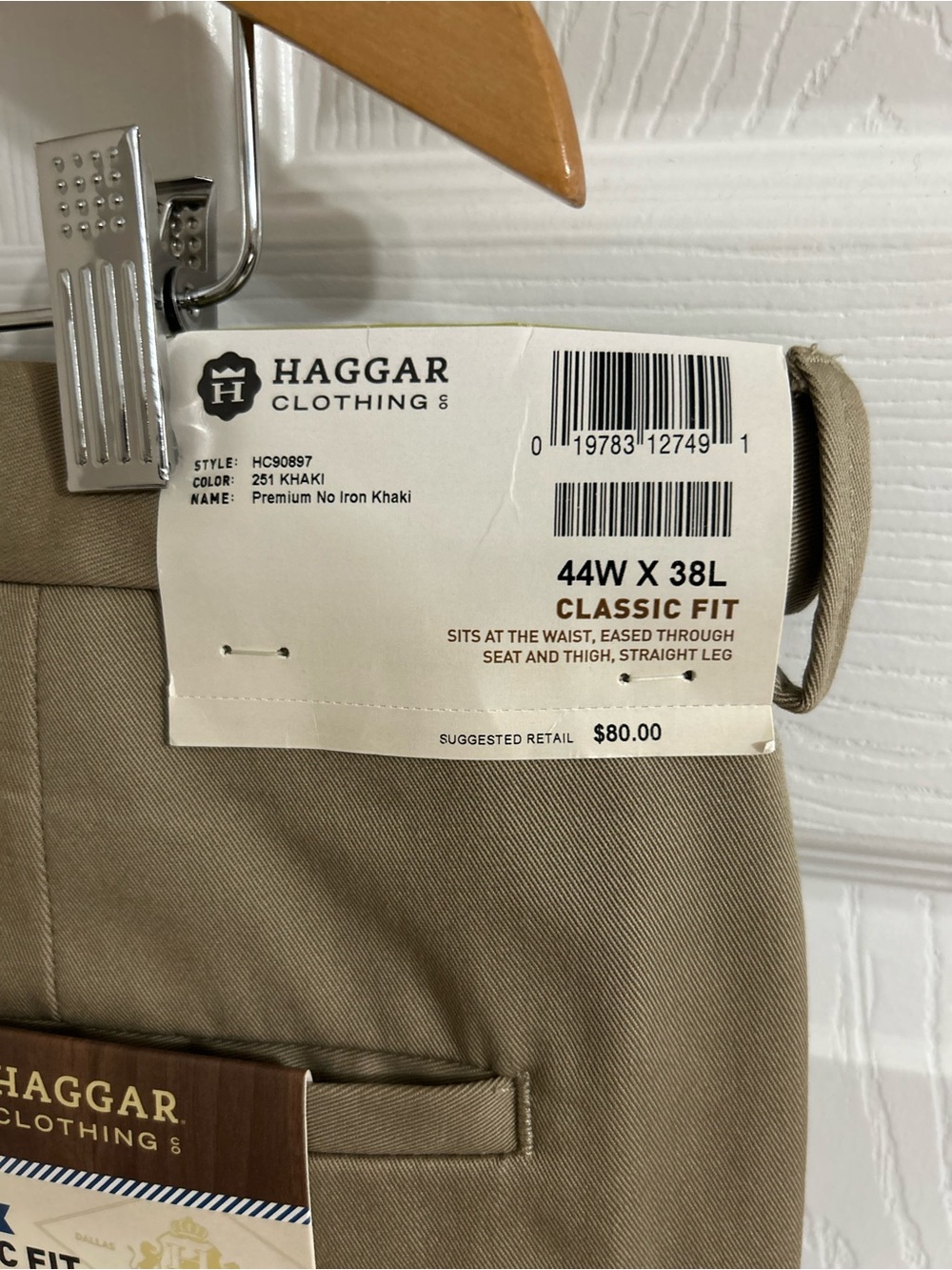 Haggar Big & Tall Khaki Classic Fit Pleated No Iron NWT Pants 44x38 - Picture 5 of 5